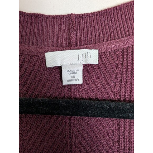 J. Jill Button Front Cardigan Sweater Women 4X Burgundy Knit Ribbed Duster - Picture 6 of 14